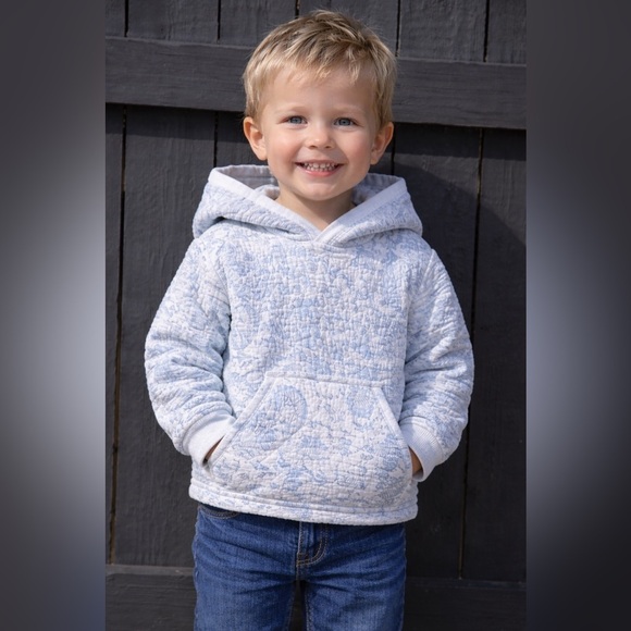 Handmade Other - Upcycled Cozy White/Blue Kids Hoodie with Seashell theme/2t/3t